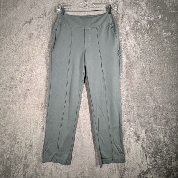 Athleta Pants Women 2‎ Petite Gray Sage Green Eastbound Straight Pant Athleisure - Picture 2 of 10